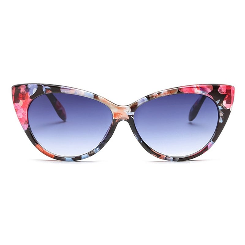 Armear Women Retro Cateye Sunglasses Vintage Floral Print Frame Gradient Grey Lens Glasses - Image 1